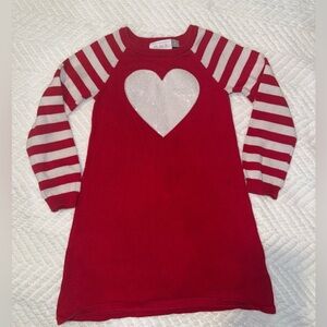 The childrens place place Red and White Striped Heart Sweater dress